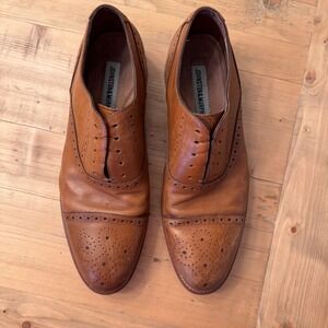 Johnston & Murphy Mens Tan Leather Brogue Cap Toe Oxford Dress Shoes 11M 20-8682